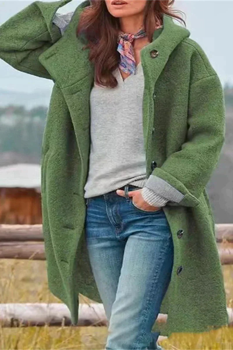 Lange Elegante Damesjas in Effen Kleur – Stijlvol en Warm