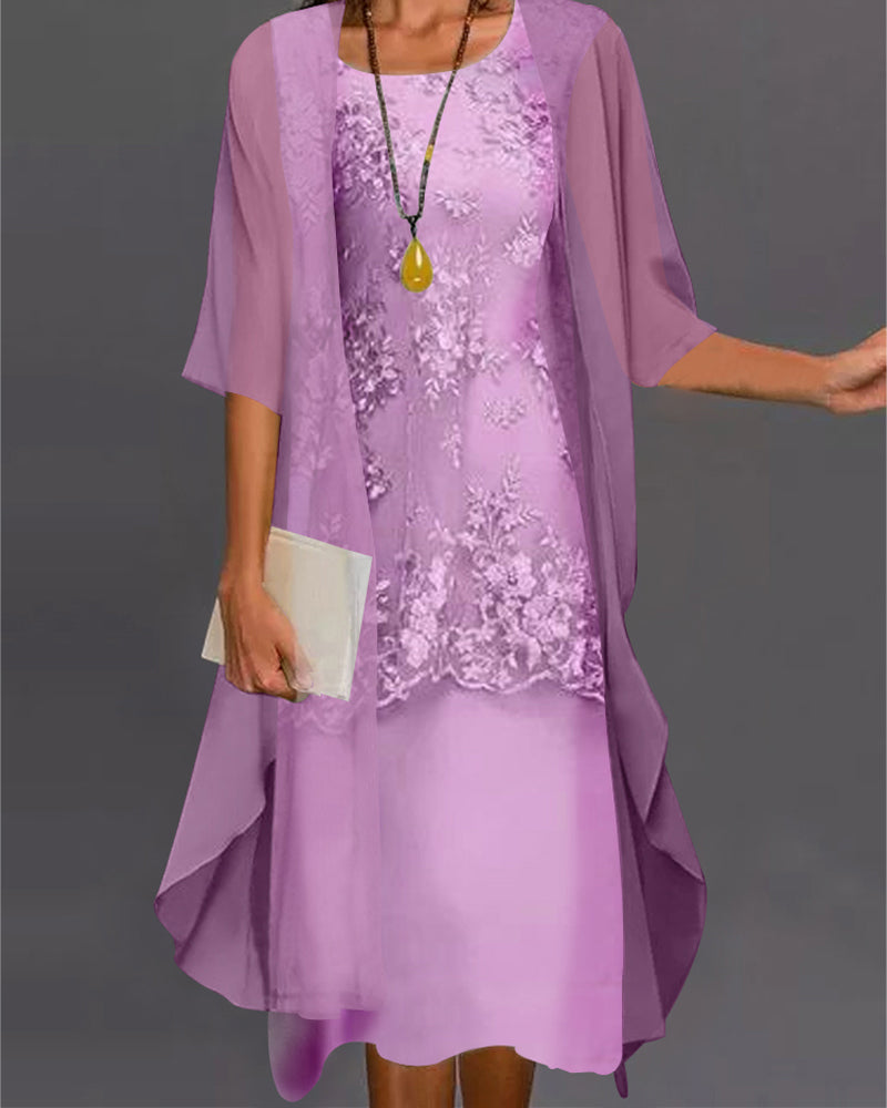 Elsa| Stijlvolle chiffon jurk in twee delen