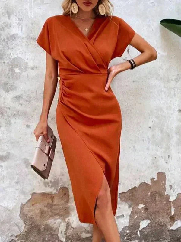 Bonnie | Elegante Cross-Over Midi Jurk
