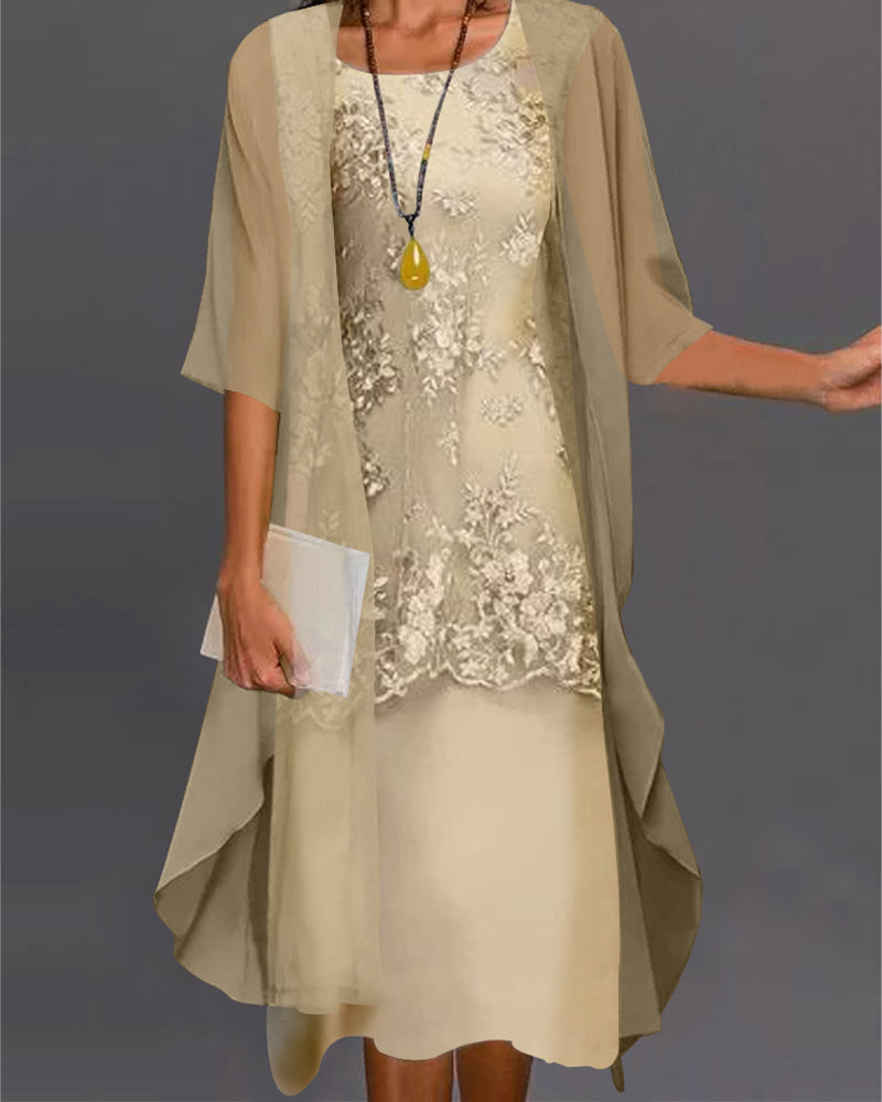 Elsa| Stijlvolle chiffon jurk in twee delen