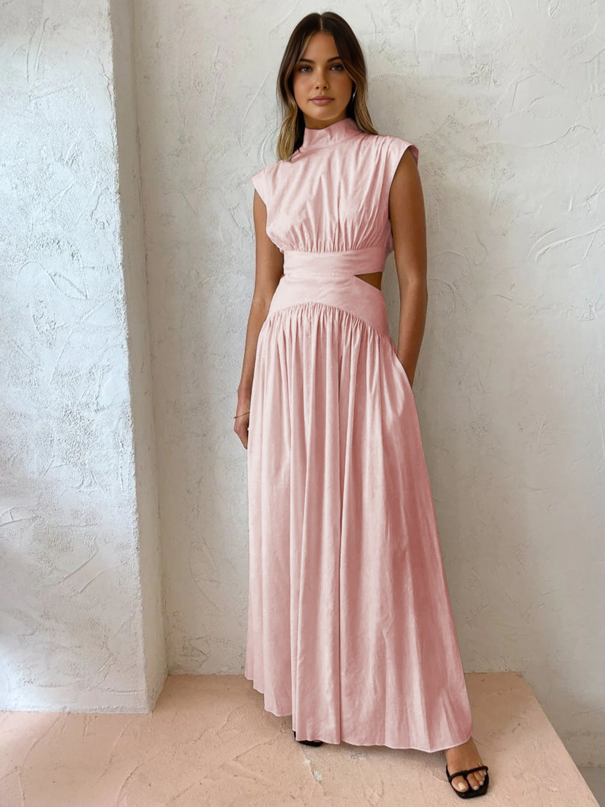 Armas Dames maxi-jurk met cut-out detail en opstaande kraag