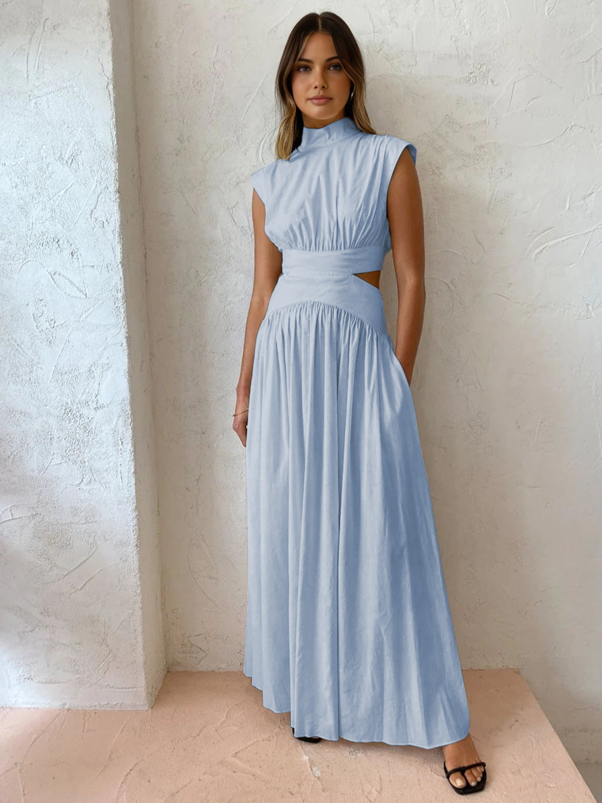 Armas Dames maxi-jurk met cut-out detail en opstaande kraag