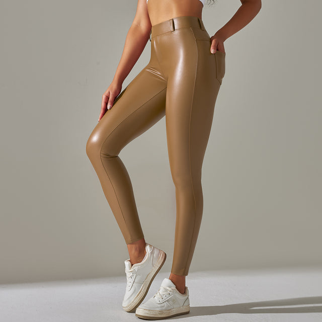 Amanda | Glanzende Hoge-Taille leerlook Legging