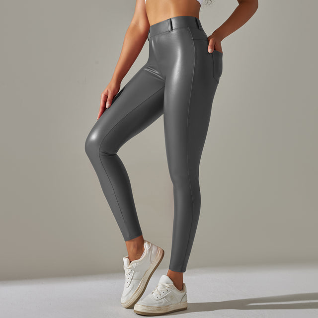 Amanda | Glanzende Hoge-Taille leerlook Legging
