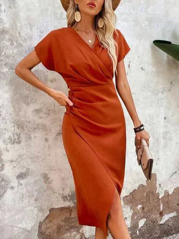 Bonnie | Elegante Cross-Over Midi Jurk