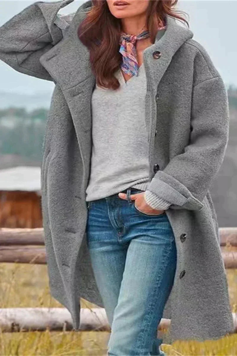 Lange Elegante Damesjas in Effen Kleur – Stijlvol en Warm