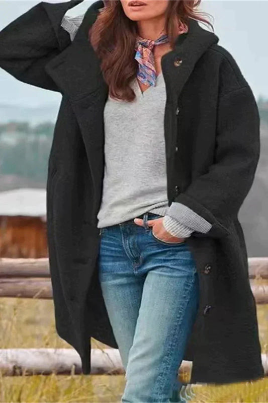 Lange Elegante Damesjas in Effen Kleur – Stijlvol en Warm