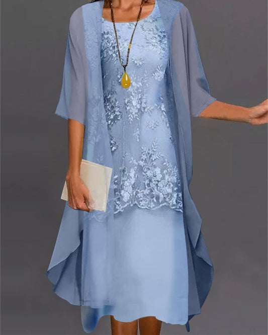 Elsa| Stijlvolle chiffon jurk in twee delen