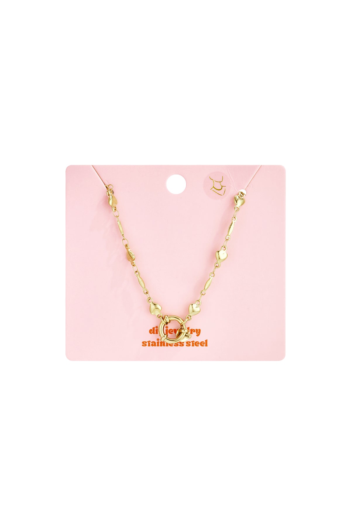 Ketting met schakels en hartjes afneembaar en verstelbaar