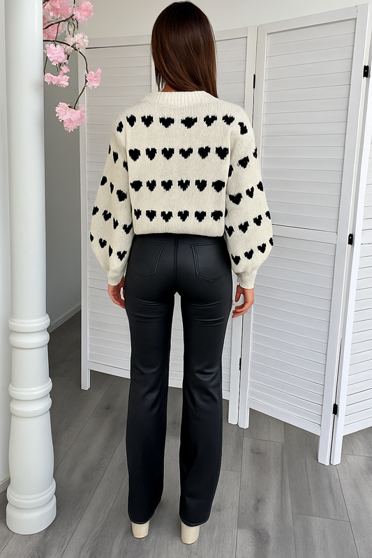 Kylie | Dames Lederlook Flared Broek – Uitlopende Kunstleren Pants