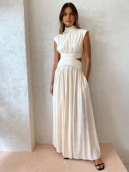 Armas Dames maxi-jurk met cut-out detail en opstaande kraag