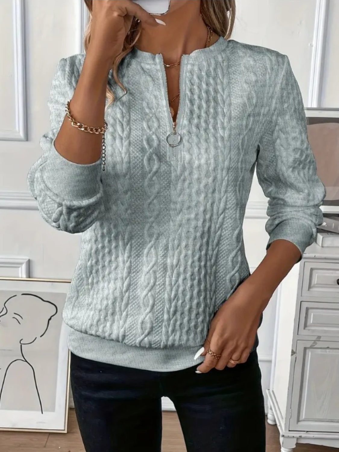 Stijlvol Dames Sweatshirt met Halve Rits