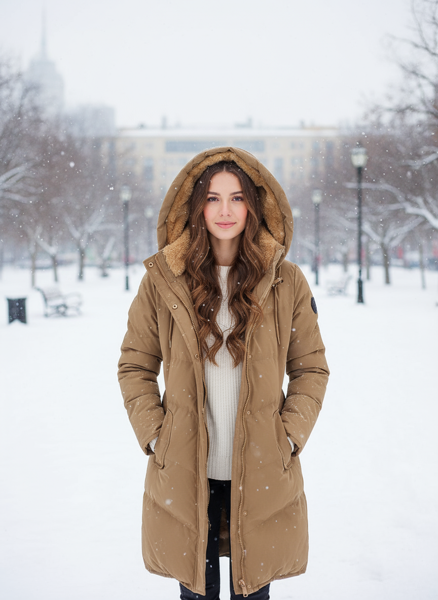 Waterafstotende gewatteerde dames winterjas