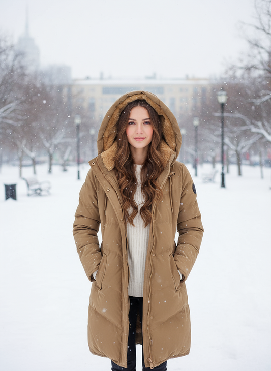 Waterafstotende gewatteerde dames winterjas