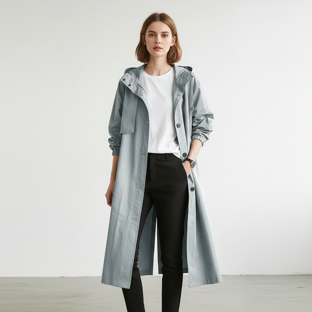 Waterafstotende lange dames trenchcoat