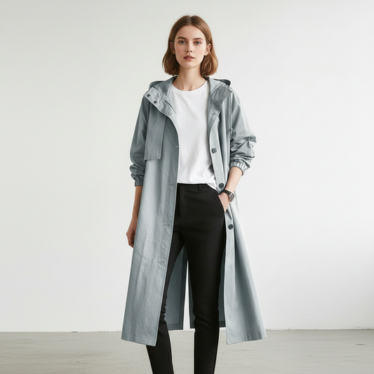 Waterafstotende lange dames trenchcoat