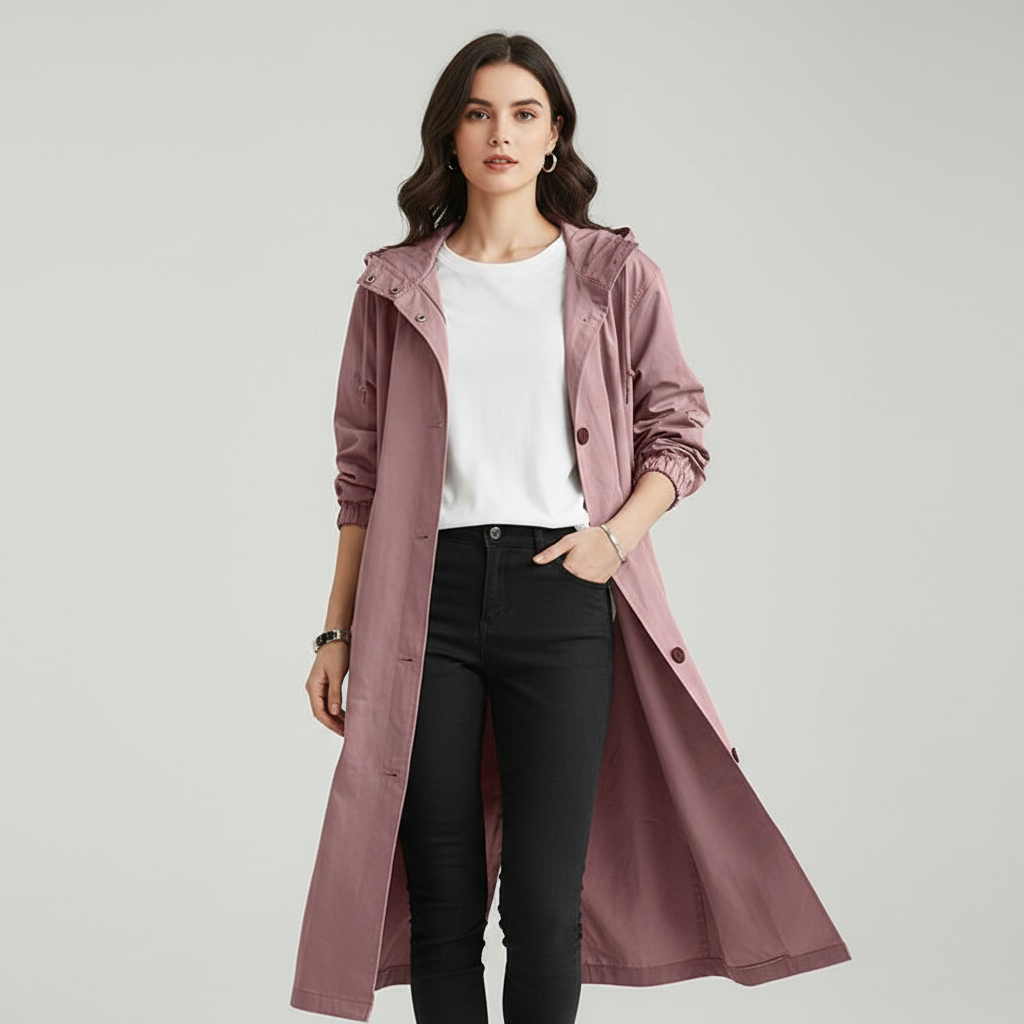 Waterafstotende lange dames trenchcoat