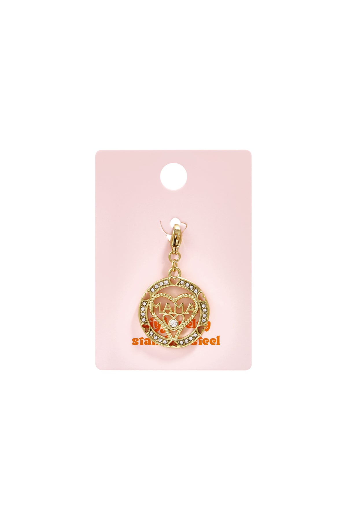 Sieraden bedel mama in hart met steentjes DIY